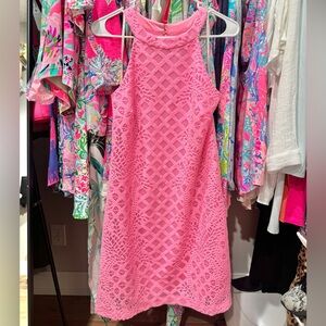 EUC Size SMALL Lilly Pulitzer Rayanne Soft Lace Shift Dress in Hot Pink